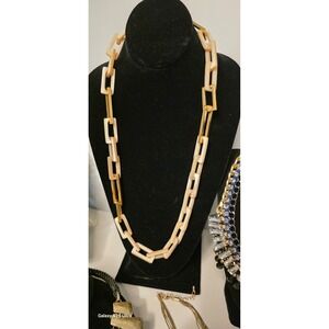 Necklace Unbranded Cream Gold Geometric Acrylic Chain Link OS Womens